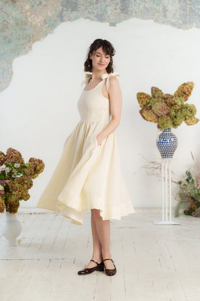 Amelia Dress, Sleeveless, Hemp#color_milky-white