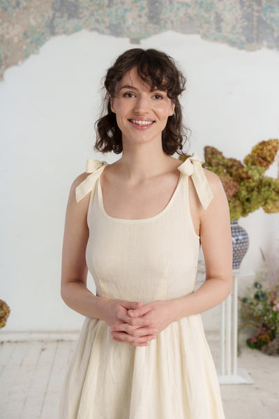 Amelia Dress, Sleeveless, Hemp#color_milky-white
