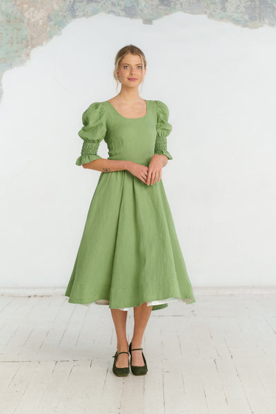 Rebecca Dress, Short Sleeve, Matcha Latte#color_matcha-latte