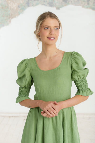 Rebecca Dress, Short Sleeve, Matcha Latte#color_matcha-latte