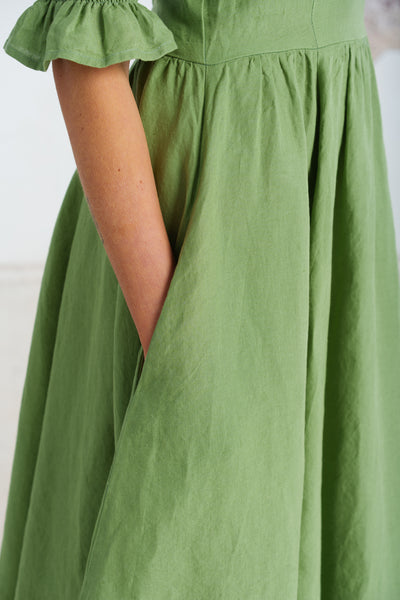 Rebecca Dress, Short Sleeve, Matcha Latte#color_matcha-latte