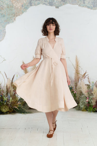 Darcy Dress, Short Sleeve, Seashell White#color_seashell-white