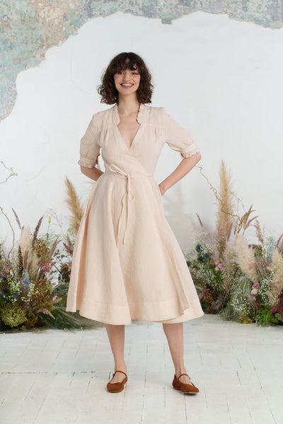 Darcy Dress, Short Sleeve, Seashell White#color_seashell-white