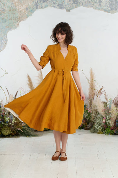 Darcy Dress, Short Sleeve, Marigold#color_marigold