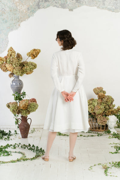Wrap Dress, Long Sleeve, White Magnolia