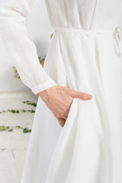 Wrap Dress, Long Sleeve, White Magnolia