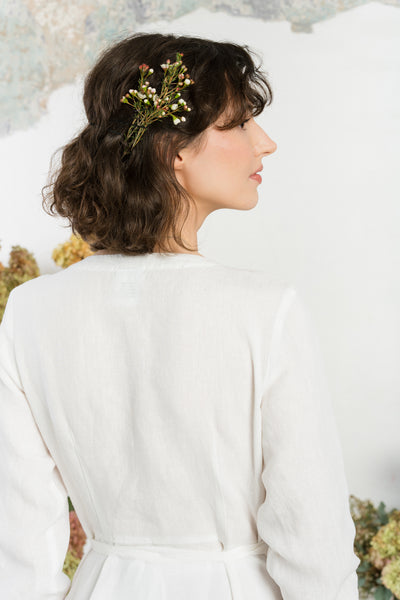 Wrap Dress, Long Sleeve, White Magnolia