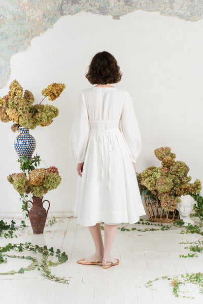 Diane Dress, Long Sleeve, White Magnolia