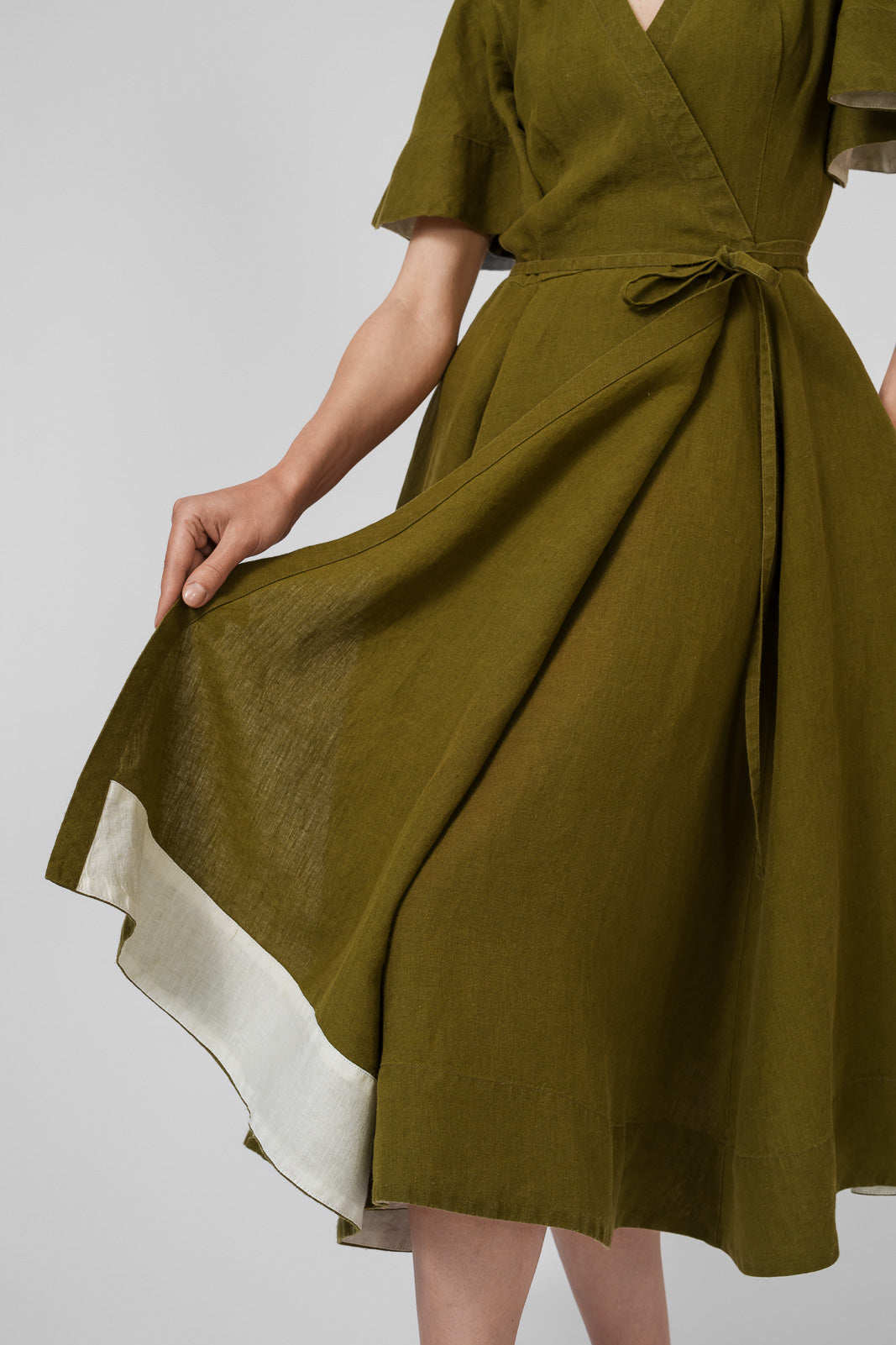 Wrap Dress, Butterfly Sleeve, Rosemary Green#color_rosemary-green