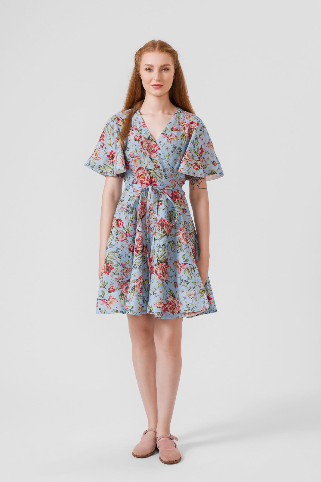 Mini Wrap Dress, Butterfly Sleeve, Blue Romance#color_blue-romance