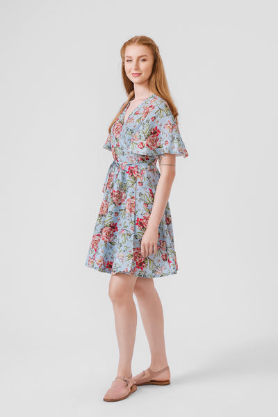 Mini Wrap Dress, Butterfly Sleeve, Blue Romance#color_blue-romance