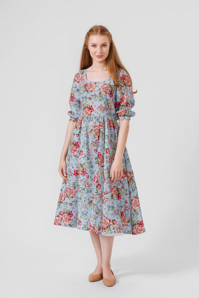 Carmen Dress, 3/4 sleeves,#color_blue-romance