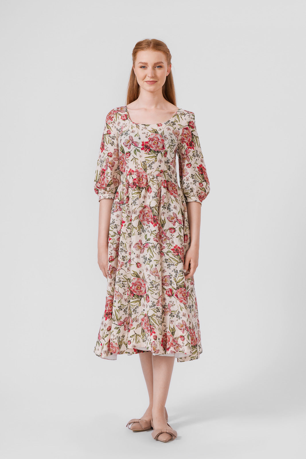 Carmen Dress, 3/4 sleeves,#color_rosy-dream
