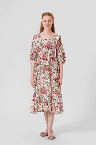 Carmen Dress, 3/4 sleeves,#color_rosy-dream