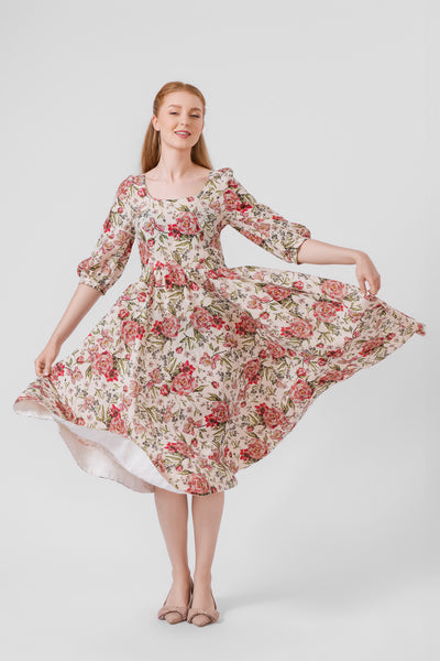Carmen Dress, 3/4 sleeves,#color_rosy-dream