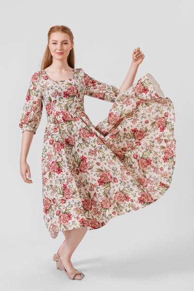Carmen Dress, 3/4 sleeves,#color_rosy-dream