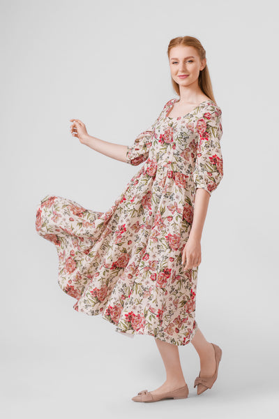 Carmen Dress, 3/4 sleeves,#color_rosy-dream