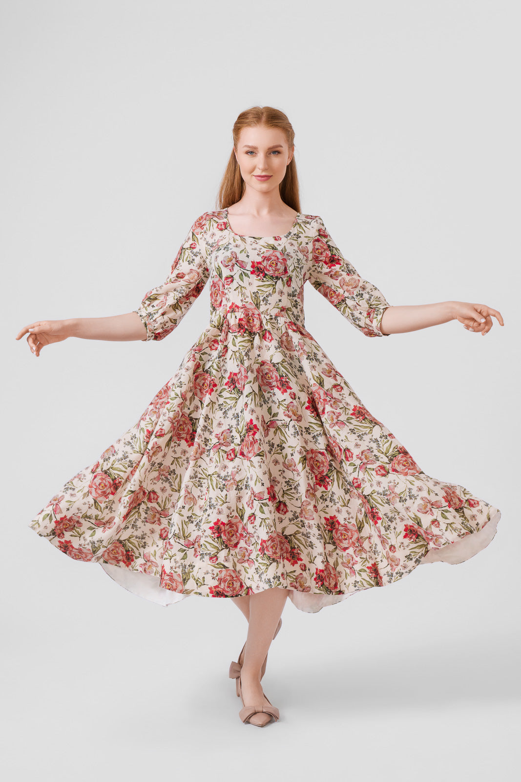 Carmen Dress, 3/4 sleeves,#color_rosy-dream