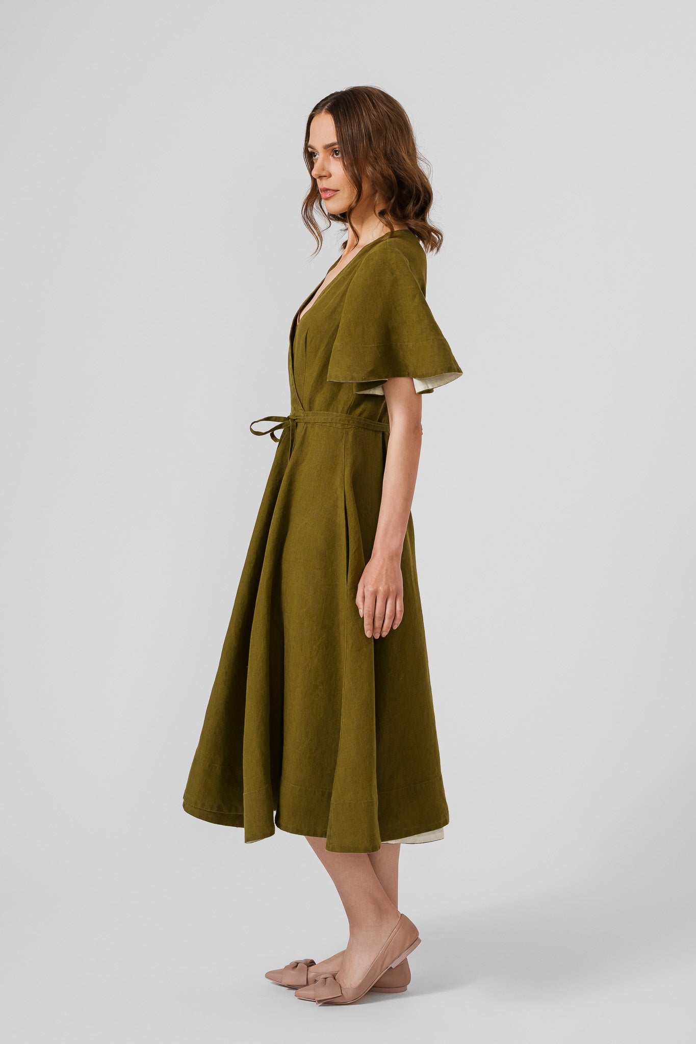 Wrap Dress, Butterfly Sleeve, Rosemary Green#color_rosemary-green