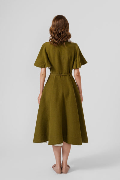 Wrap Dress, Butterfly Sleeve, Rosemary Green#color_rosemary-green