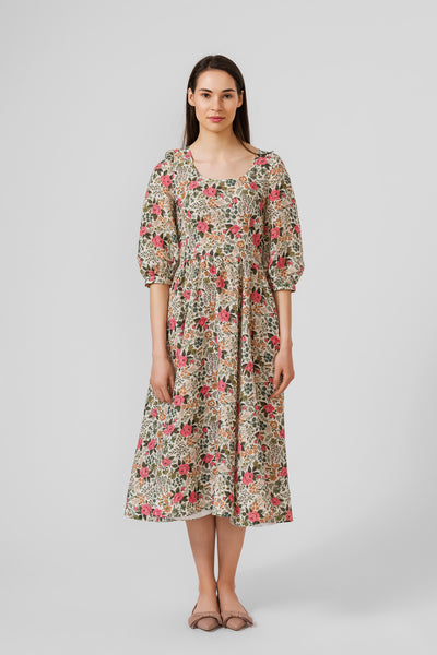 Carmen dress, 3/4 sleeves, #color_cottage-garden