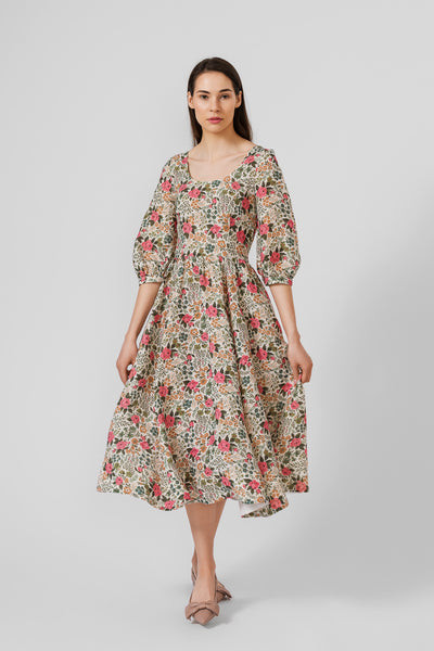 Carmen dress, 3/4 sleeves, #color_cottage-garden