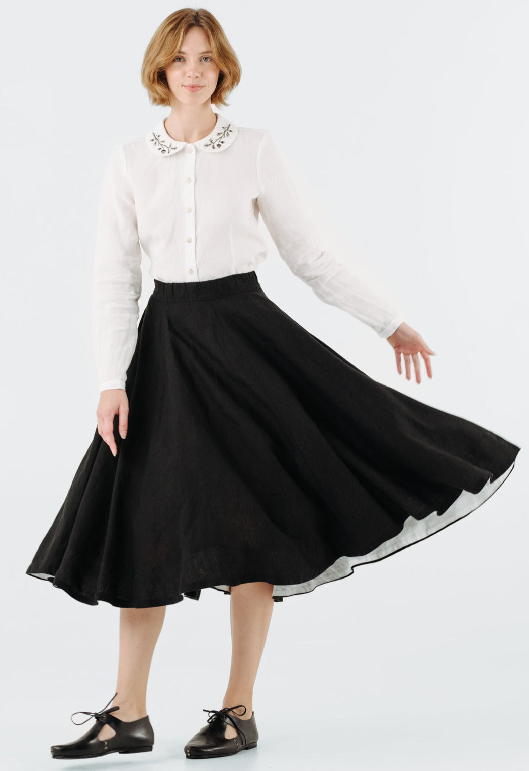 Classic Shirt, Long Sleeve, Embroidered Collar#color_hazelnut