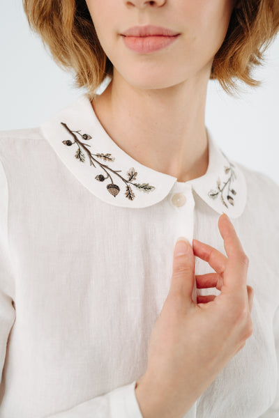 Classic Shirt, Long Sleeve, Embroidered Collar#color_hazelnut