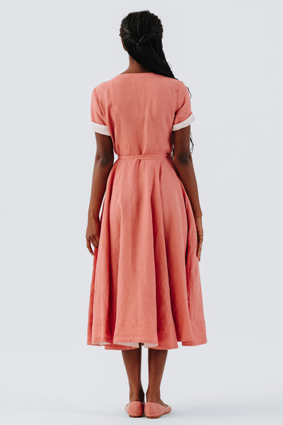 Wrap Dress, Short Sleeve, Vintage Pink#color_vintage-pink