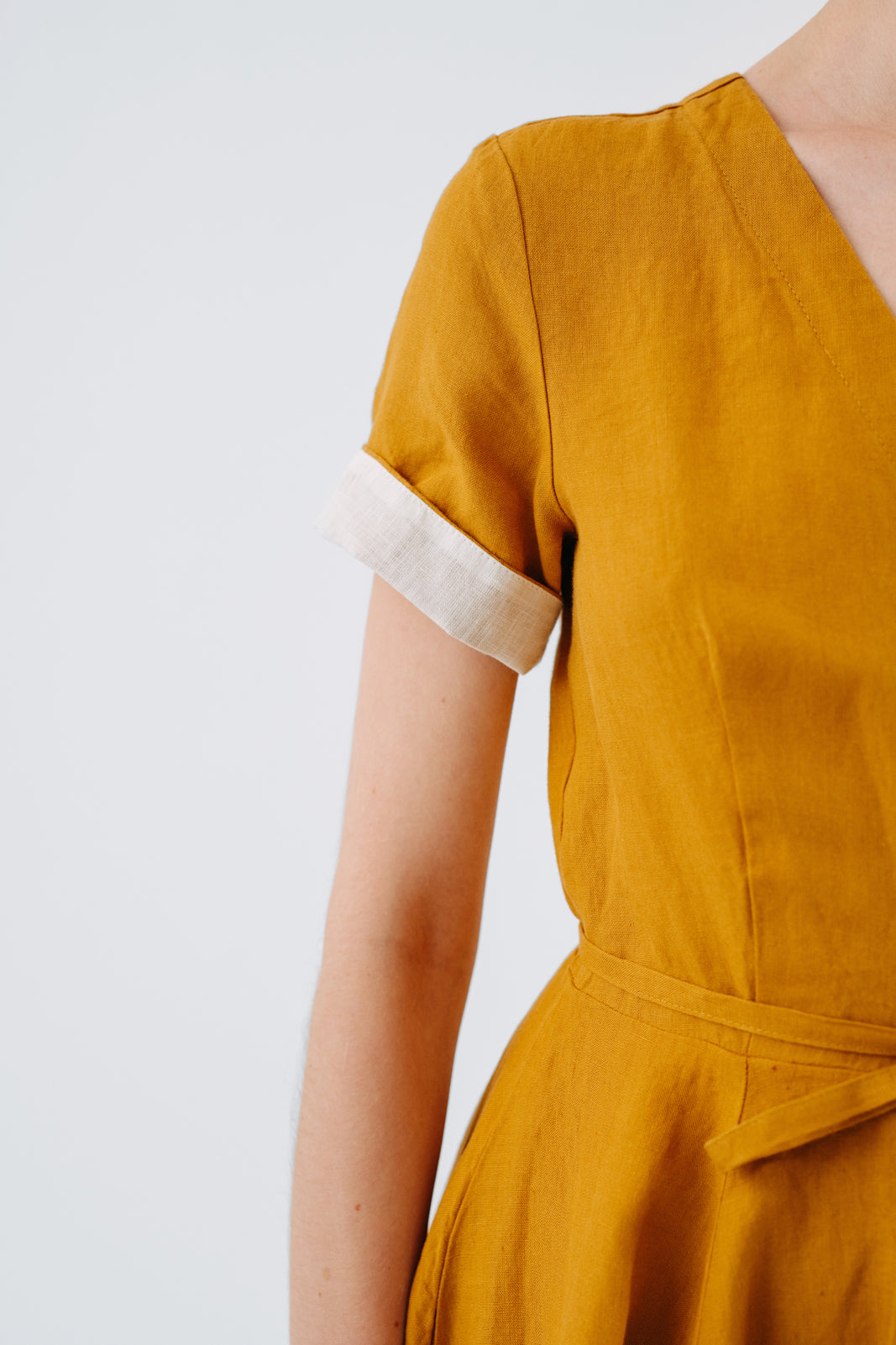 Wrap Dress, Short Sleeve, Marigold#color_marigold