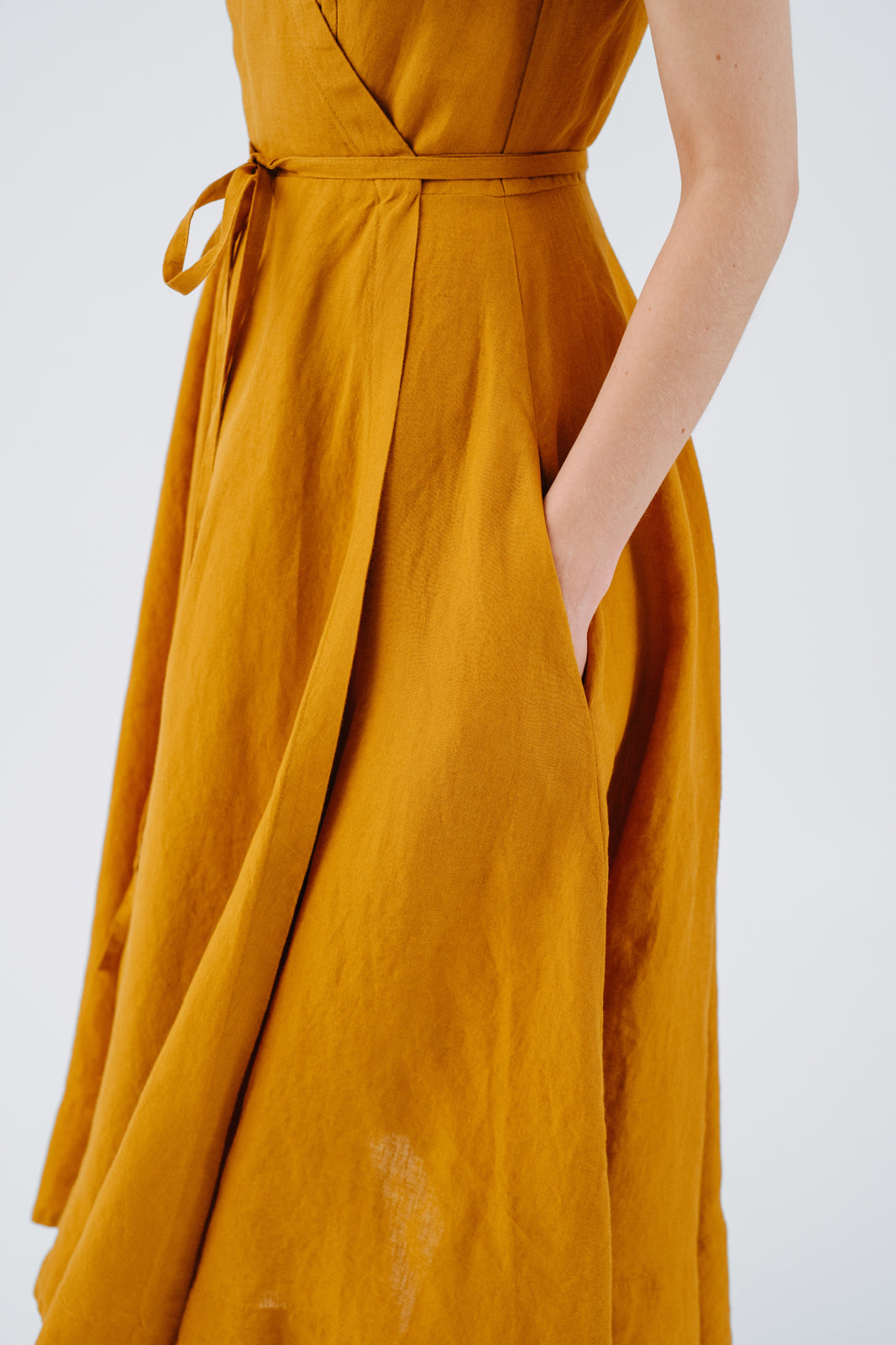 Wrap Dress, Short Sleeve, Marigold#color_marigold