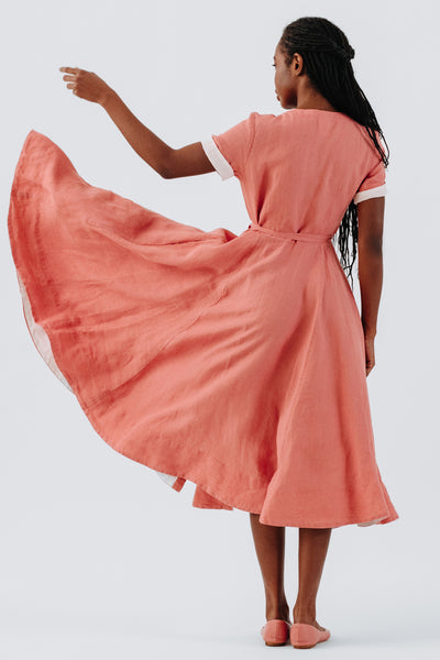 Wrap Dress, Short Sleeve, Vintage Pink#color_vintage-pink