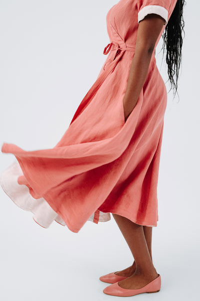 Wrap Dress, Short Sleeve, Vintage Pink#color_vintage-pink
