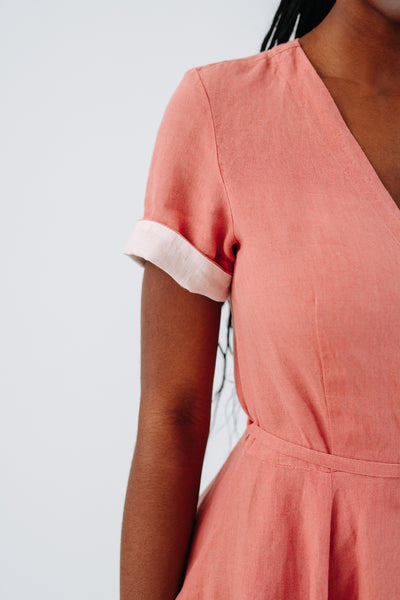 Wrap Dress, Short Sleeve, Vintage Pink#color_vintage-pink