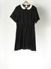Mini-Klassikerkleid, Black Pansy, Kurzarm mit weißem Kragen