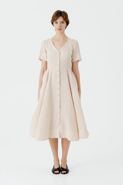 Agness Dress, Short Sleeve, Seashell White