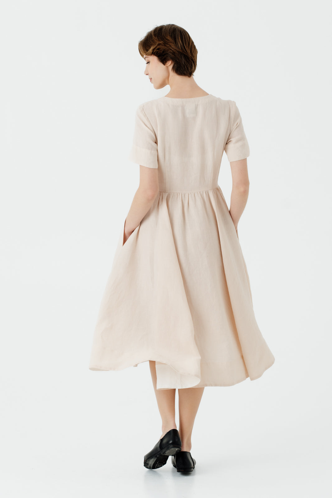 Agness Dress, Short Sleeve, Seashell White