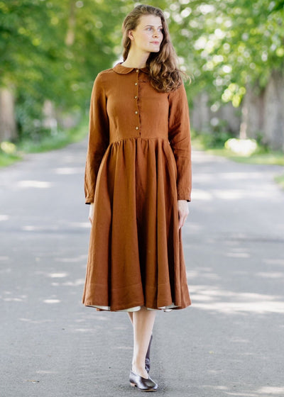 Classic Dress, Long Sleeve, Warm Brown#color_warm-brown