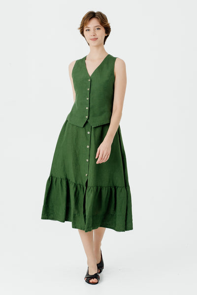Button Down Skirt, Emerald Green#color_emerald-green