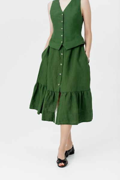 Button Down Skirt, Emerald Green#color_emerald-green