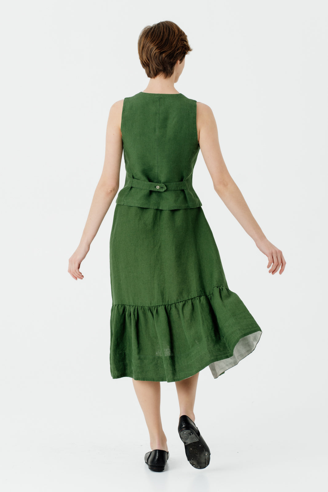 Button Down Skirt, Emerald Green#color_emerald-green