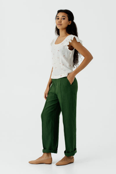 Carmen Top, Ruffle Sleeve, Apple Blossom