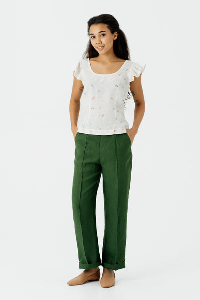 Carmen Top, Ruffle Sleeve, Apple Blossom