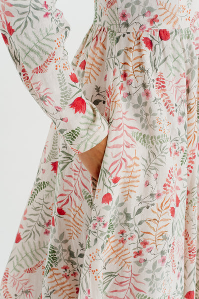 Classic Dress, Long Sleeve, Whimsical Garden