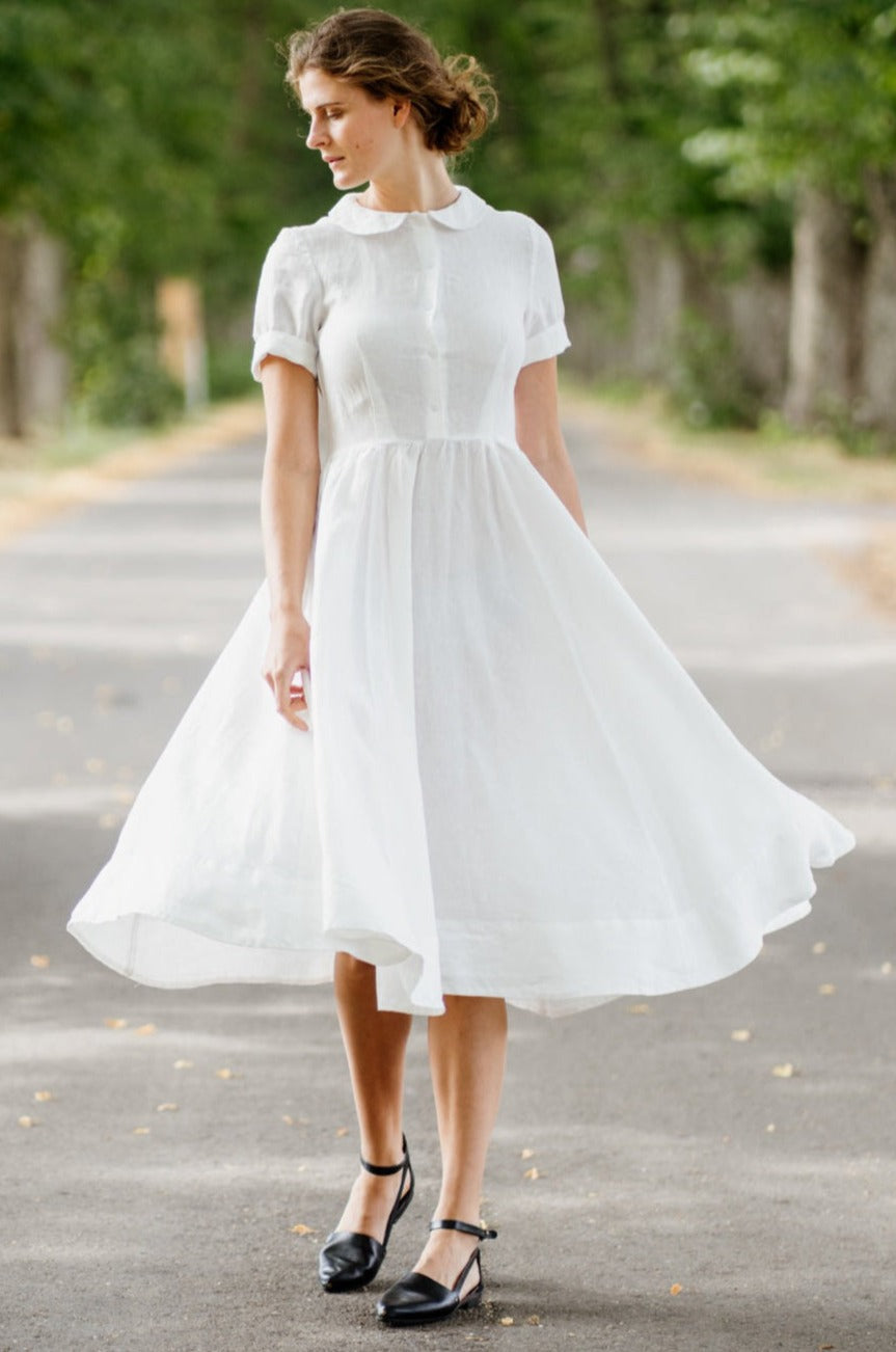 Classic Dress, Short Sleeve, White Magnolia#color_white-magnolia