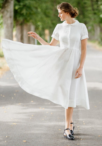 Classic Dress, Short Sleeve, White Magnolia#color_white-magnolia