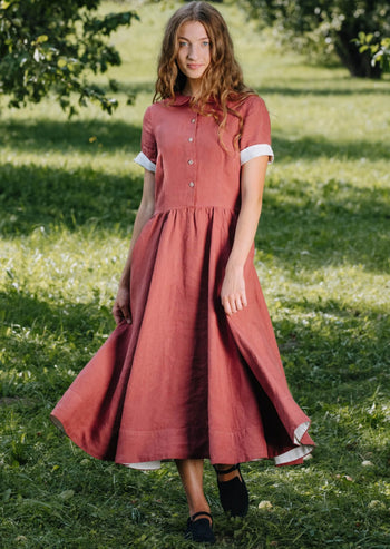 Classic Dress, Short Sleeve, Dark Rose#color_dark-rose