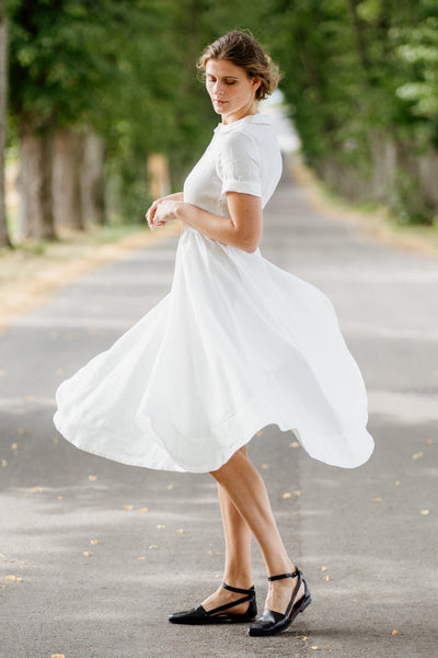Classic Dress, Short Sleeve, White Magnolia#color_white-magnolia