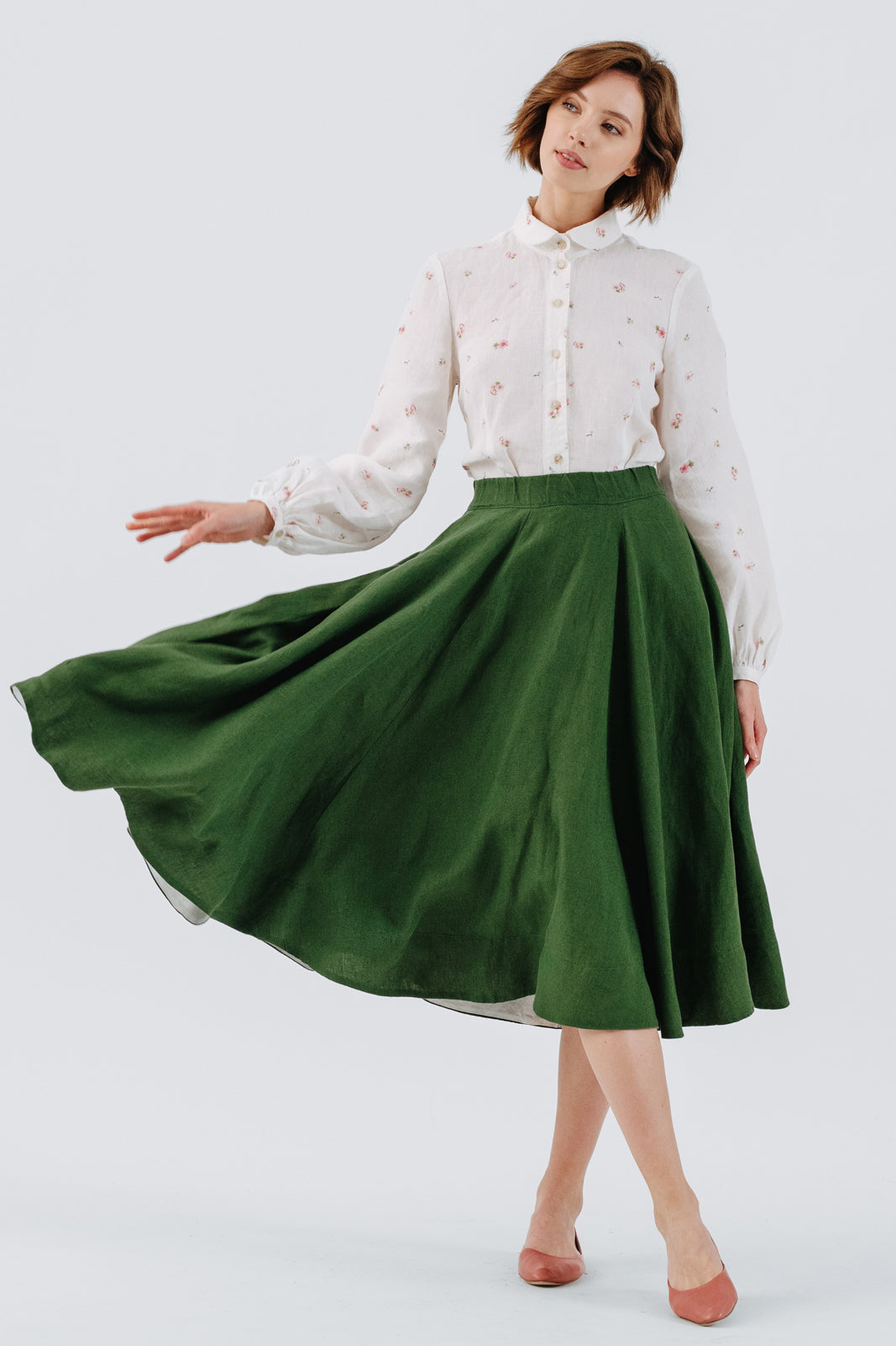 Classic Skirt, Emerald Green#color_emerald-green
