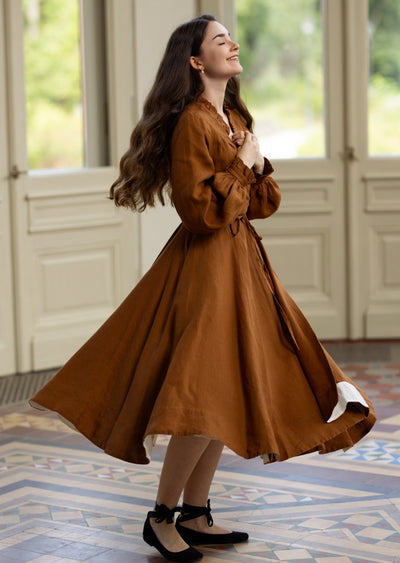 Darcy Dress, Long Sleeve, Warm Brown#color_warm-brown